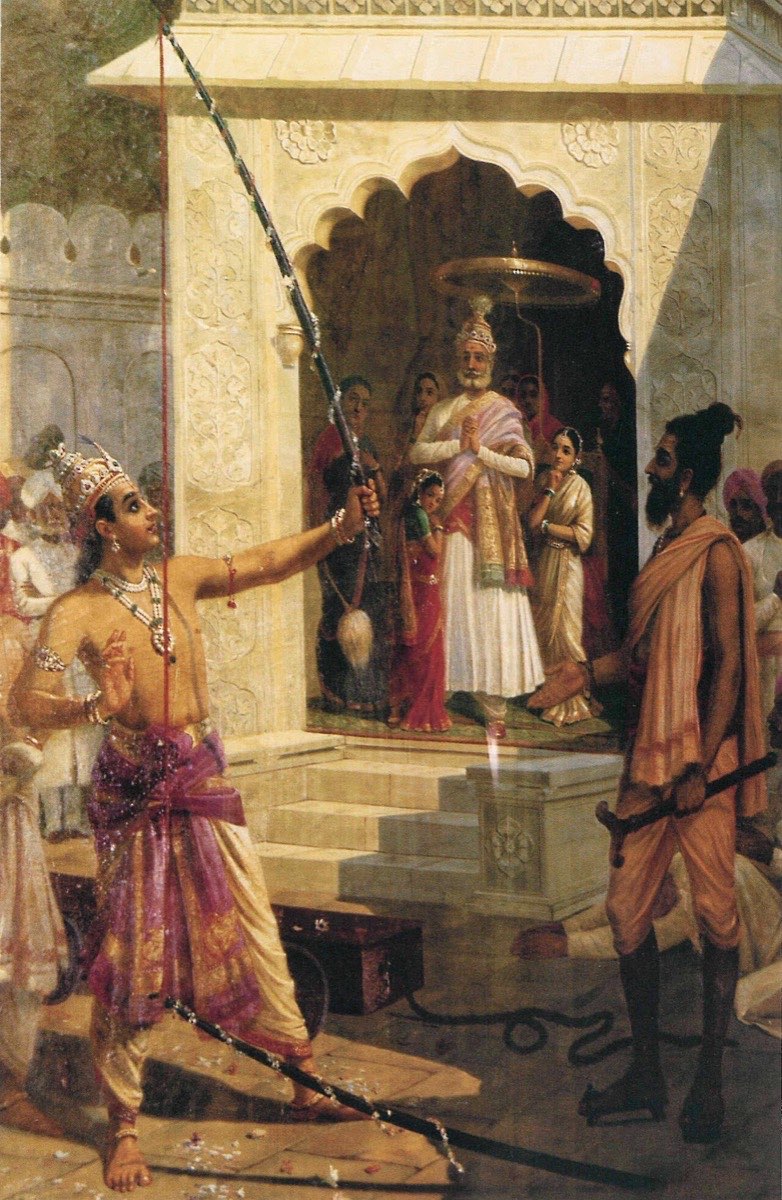 Rama breaks Shiva’s bow